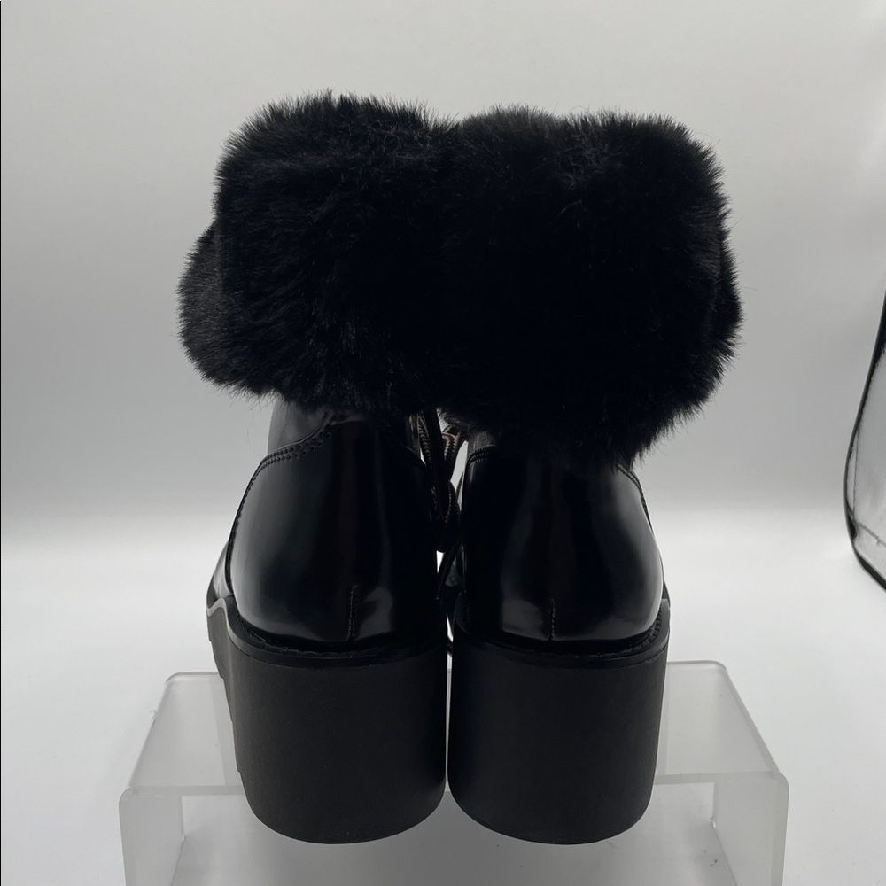 INC International Concepts Hanniap Black Faux Fur Boots, lace up, size various - Picture 6 of 7